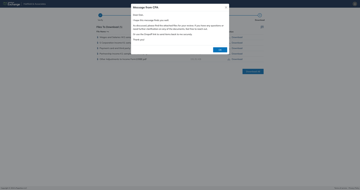 SafeSend One Client Experience Screenshot 3