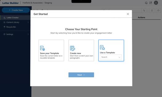 Letter Builder interface