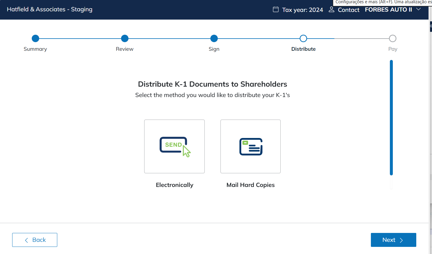 Electronic K-1 Distribution