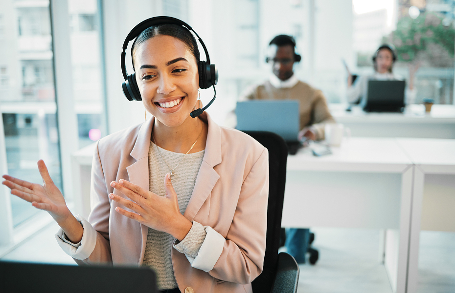 SafeSend support representative smiling and speaking with a customer on a video call